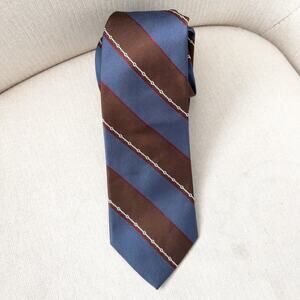 Brooks Brothers Markers Stripe Chain Silk Brown Blue Office Work